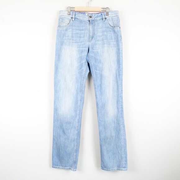 Alberto Modern Fit Stone Jeans Men's 34x35 Straight Leg Light Wash Faded Denim - Picture 2 of 11